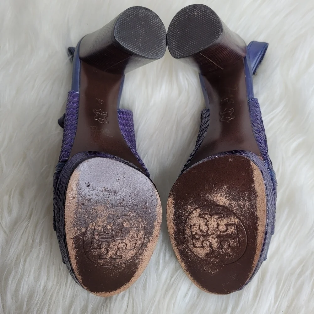 Tory Burch Purple Chunky Embossed Deidre Heels